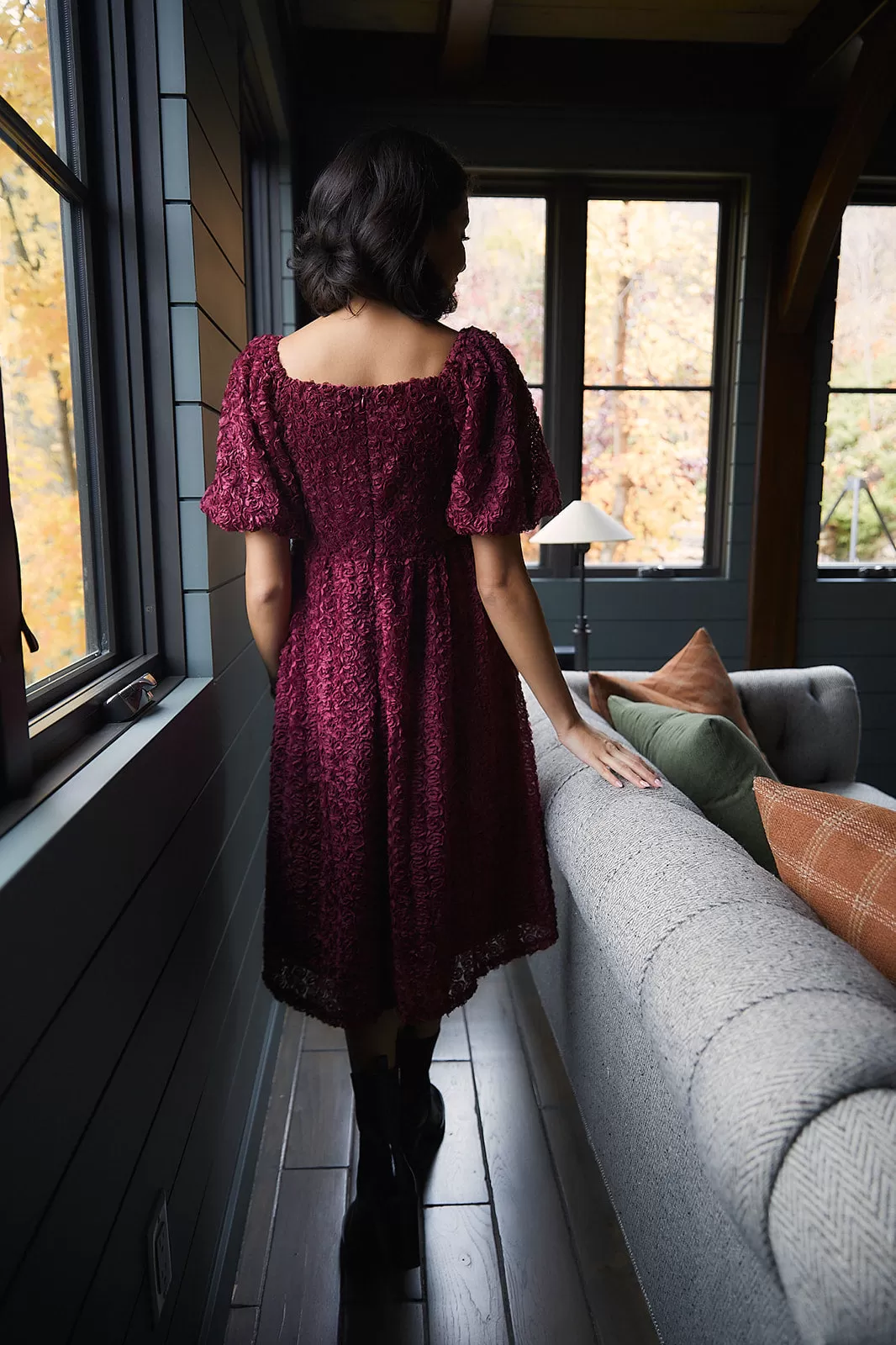 Burgundy Rosebud Dress-FINAL SALE