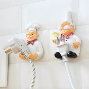 Cute Chef Wall-mounted Wire Plug Holder