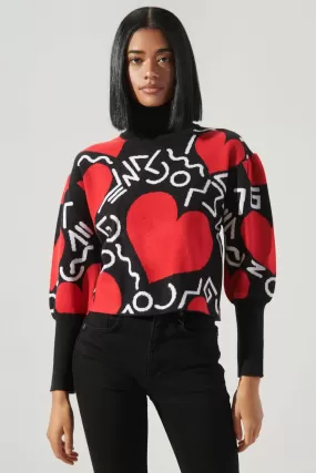 Heart on Your Sleeve Turtle Neck Sweater