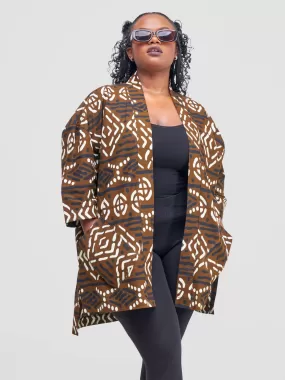 Izulu Mundusi 9 Short Kimono - Brown Print