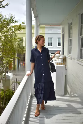 Lola Maxi Dress Short Sleeve Navy