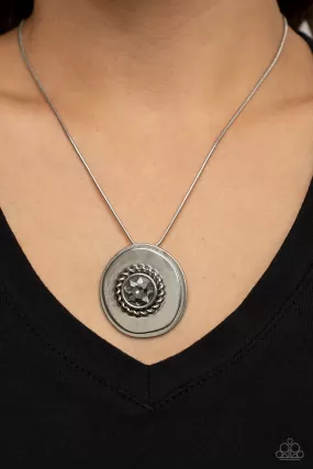 Paparazzi Make Me a MEDALLION-aire - Silver Smoky Necklace