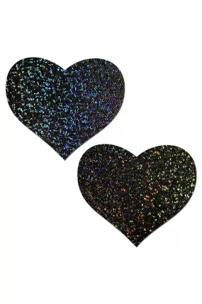 Pastease Heart Nipple Pasties - Black Sparkle