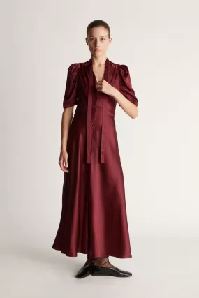 Stella Silk Satin Tie Neck Dress