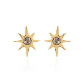 Superfine / Star Studs / Gold   White Topaz