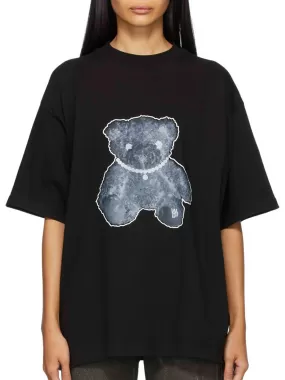 We11done Oversized Pearl Necklace Teddy Tee Black