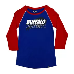 Women's New Era Bills Royal & Red 3/4 Long Sleeve Shirt